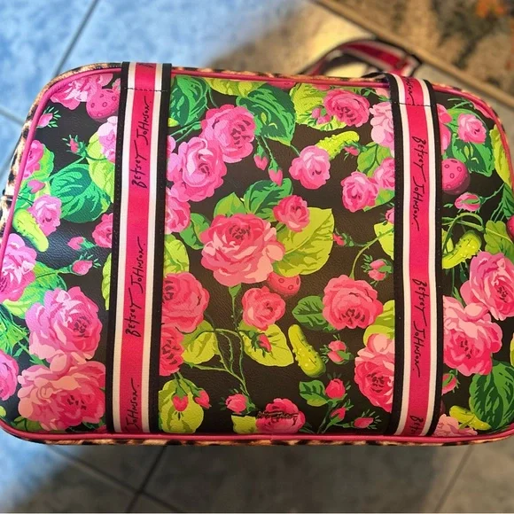 Betsey Johnson Pink and Brown Pickle Ball Bag with Leopard Print - Picture 4 of 16